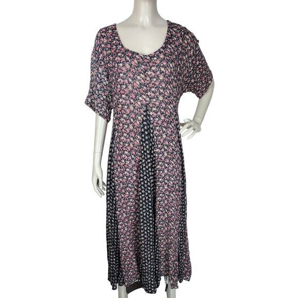 VTG 90s Nostalgia Grunge Prairie Boho Cottagecore Calico Floral Paneled Dress - Picture 9 of 9